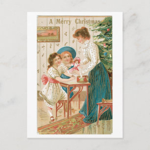 Old-fashioned Christmas, Famliy Holiday Postcard
