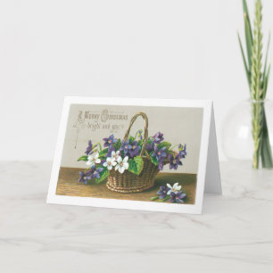 Old fashioned Christmas, Flower Holiday Card