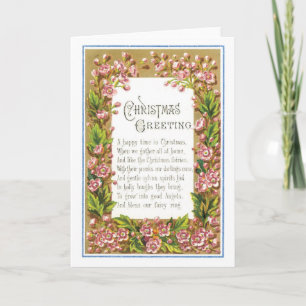 Old-fashioned Christmas, Flower Holiday Card