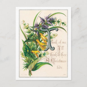 Old-fashioned Christmas, Flower Holiday Postcard