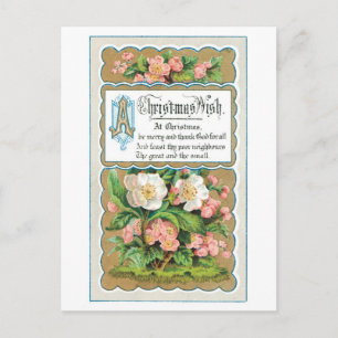 Old-fashioned Christmas, Flower Holiday Postcard