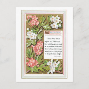 Old-fashioned Christmas, Flower Holiday Postcard