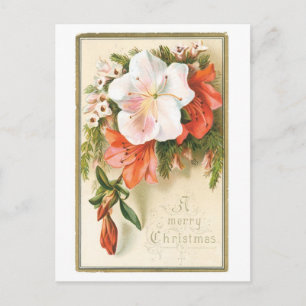 Old-fashioned Christmas, Flower Holiday Postcard