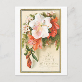 Old-fashioned Christmas, Flower Holiday Postcard
