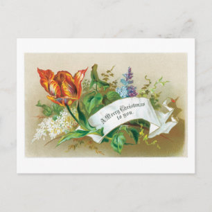 Old-fashioned Christmas, Flower Holiday Postcard