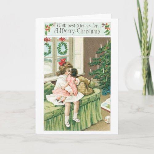 Old_fashioned Christmas Girl Holiday Card