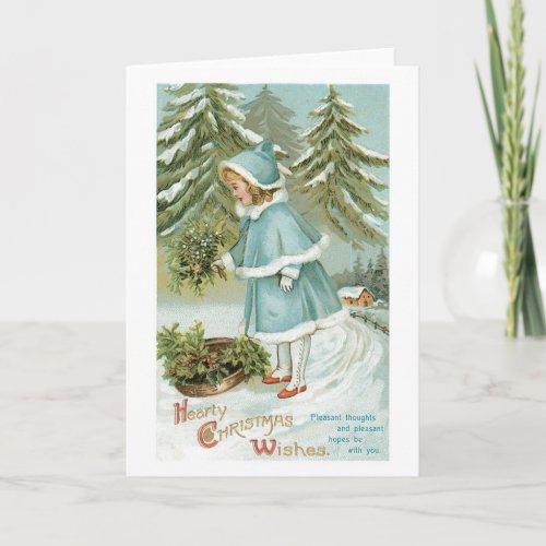 Old_fashioned Christmas Girl Holiday Card