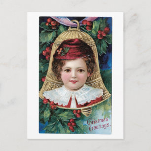 Old fashioned Christmas, Girl Holiday Postcard