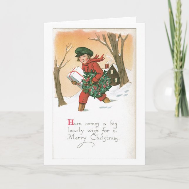 Old-fashioned Christmas Holiday Card (Front)