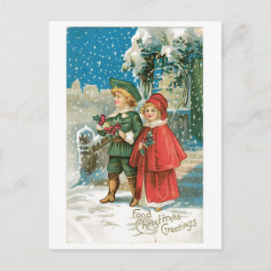 Old-fashioned Christmas Holiday Postcard