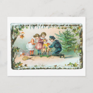 Old-fashioned Christmas Holiday Postcard