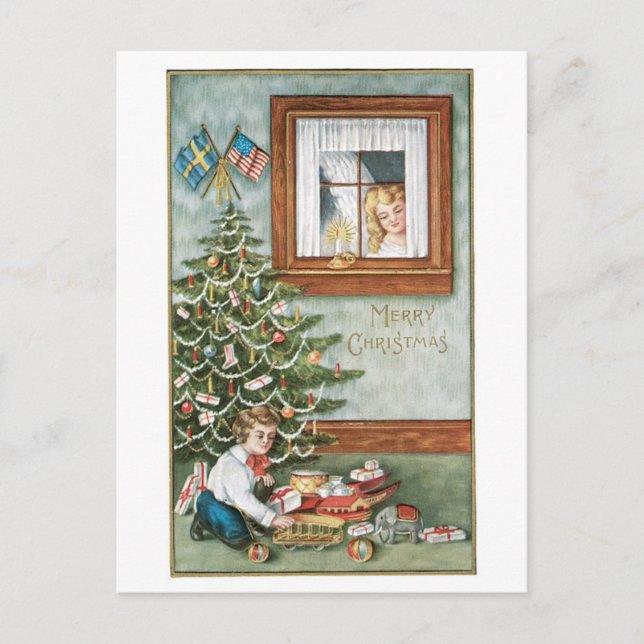 Old-fashioned Christmas Holiday Postcard (Front)