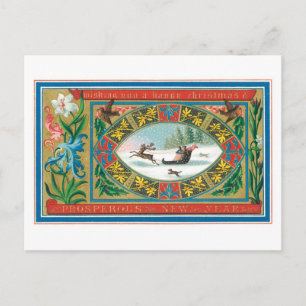Old-fashioned Christmas Holiday Postcard