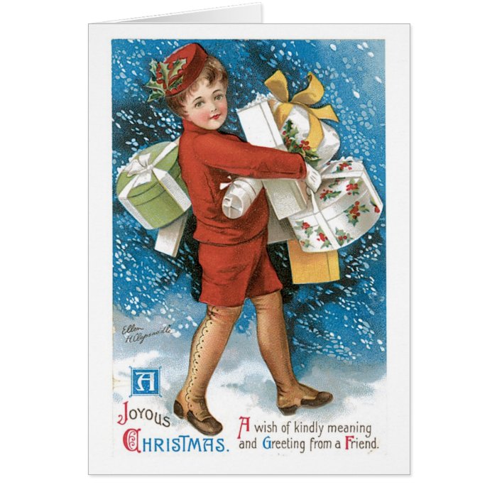 Old Fashioned Christmas Joyous Gift Boxes Cards