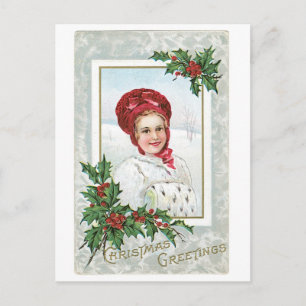 Old-fashioned Christmas, Lady Holiday Postcard