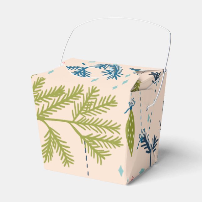 Old Fashioned Christmas Ornaments Hanging on Trees Favor Boxes (Front Side)