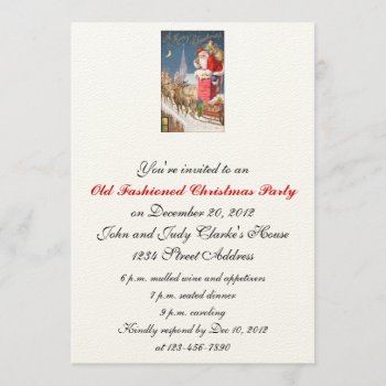 Old Fashioned Christmas Party Invitations Santa by stampgallery at Zazzle
