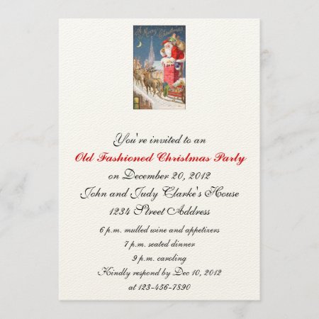 Old Fashioned Christmas Party Invitations Santa