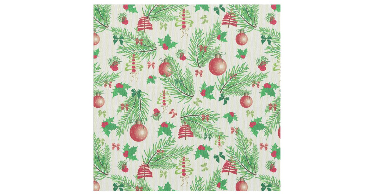 Old Fashioned Christmas Pattern Fabric | Zazzle