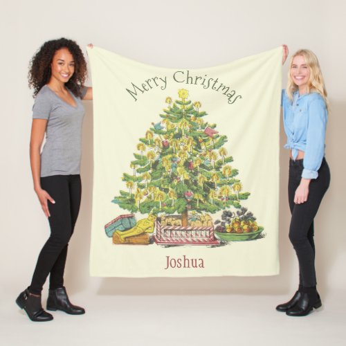 Old Fashioned Christmas Personalized Fleece Blanket