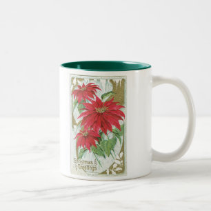 Old Fashioned Christmas Poinsettia Two-Tone Coffee Mug
