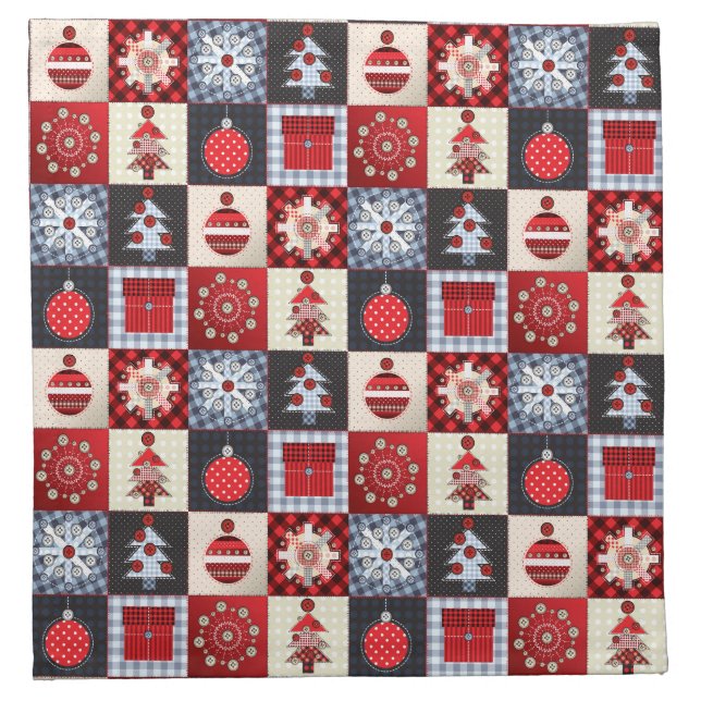 Old Fashioned Christmas Quilt Cloth Napkin (Front)