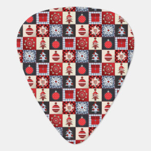Old Fashioned Christmas Quilt Guitar Pick