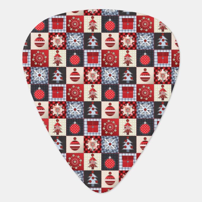 Old Fashioned Christmas Quilt Guitar Pick (Front)