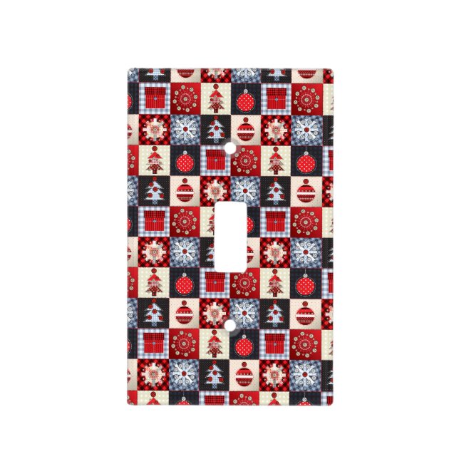 Old Fashioned Christmas Quilt Light Switch Cover (Front)