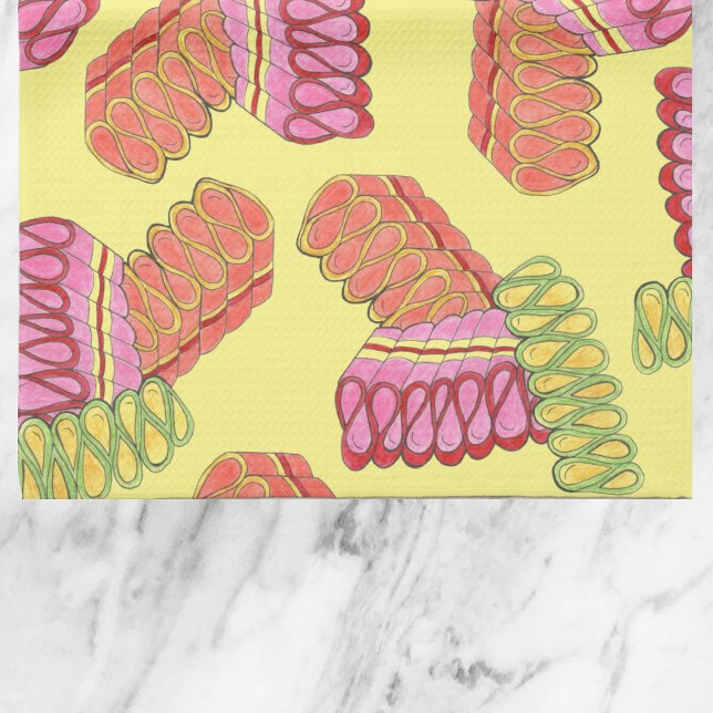 Old-Fashioned Christmas Ribbon Candy Holiday Sweet Kitchen Towel (Ribbon candy towel)