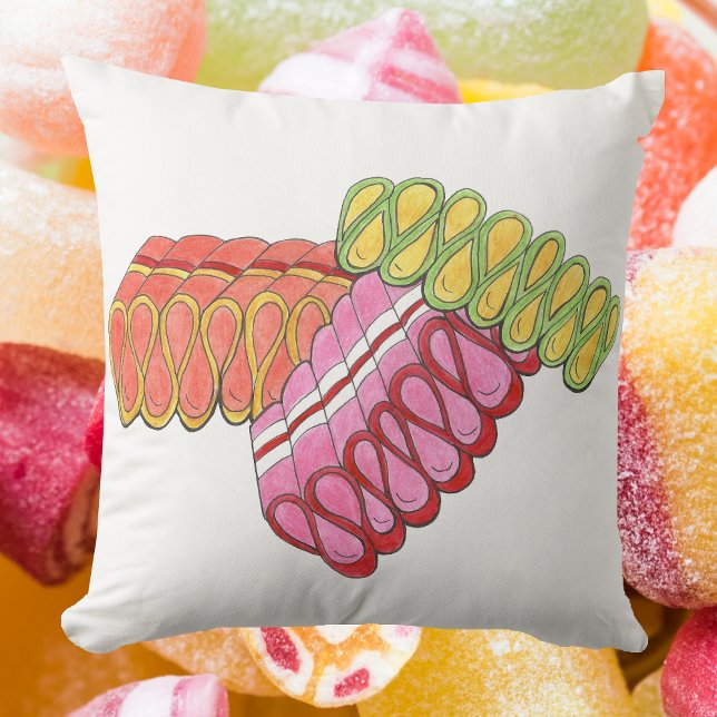 Old-Fashioned Christmas Ribbon Candy Xmas Pillow (Ribbon Candy Pillow)