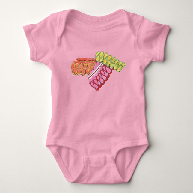 Old-Fashioned Christmas Ribbon Hard Candy Holiday Baby Bodysuit (Front)