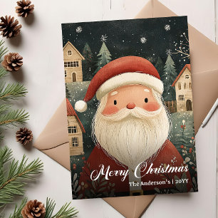 Old fashioned Christmas Santa card rustic message