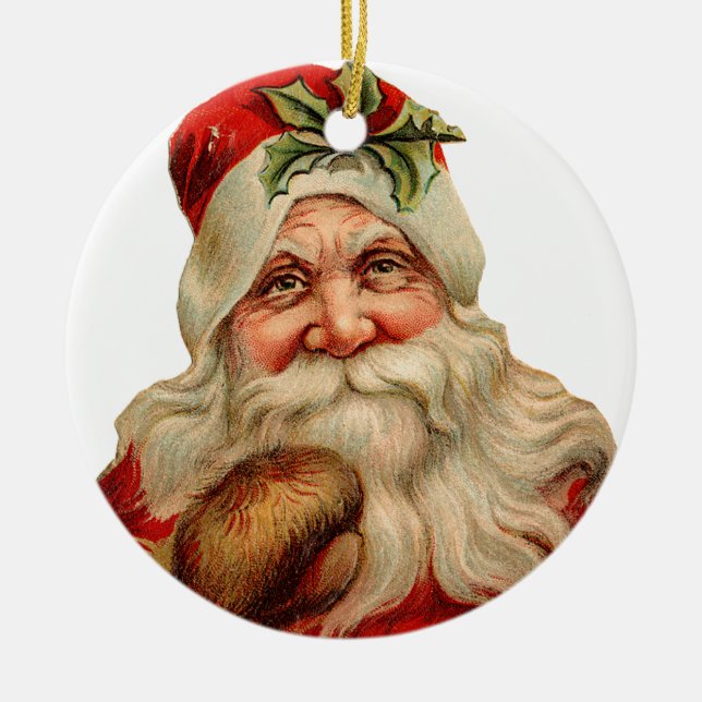 Old-fashioned Christmas, Santa Ceramic Ornament (Front)
