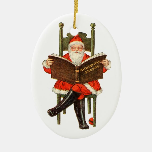 Old-fashioned Christmas, Santa Ceramic Ornament (Front)