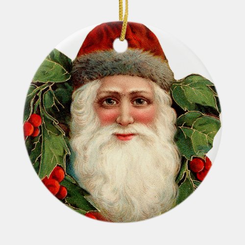 Old_fashioned Christmas Santa Ceramic Ornament