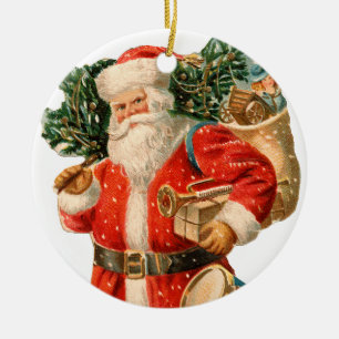 Old-fashioned Christmas, Santa Ceramic Ornament