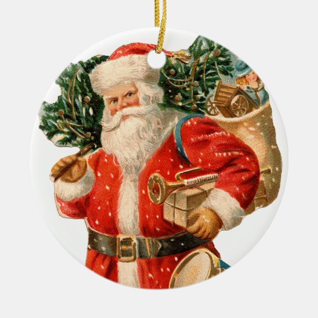 Old-fashioned Christmas, Santa Ceramic Ornament (Front)