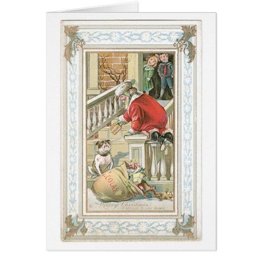 Old-fashioned Christmas, Santa & Dog Cards (Front)