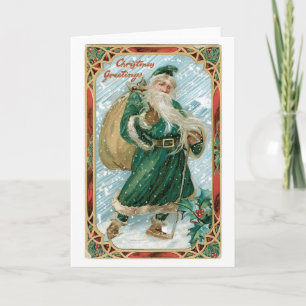 Old-fashioned Christmas, Santa Holiday Card