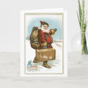 Old-fashioned Christmas, Santa Holiday Card