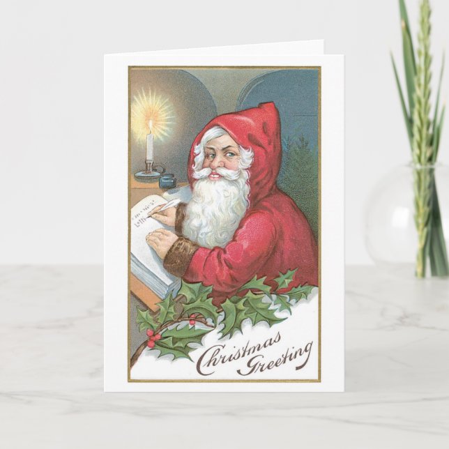 Old-fashioned Christmas, Santa Holiday Card (Front)
