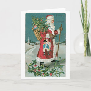 Old-fashioned Christmas, Santa Holiday Card