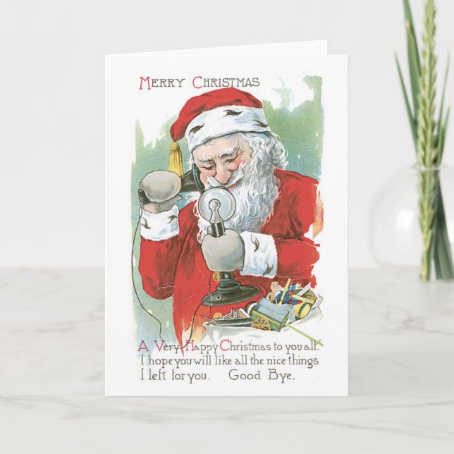 Old-fashioned Christmas, Santa Holiday Card (Front)