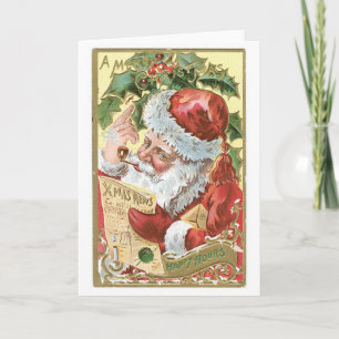 Old-fashioned Christmas, Santa Holiday Card