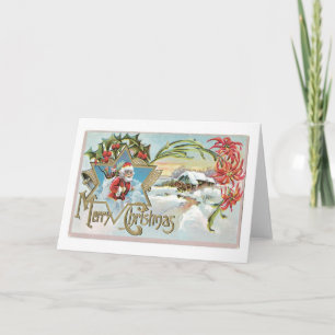 Old-fashioned Christmas, Santa Holiday Card