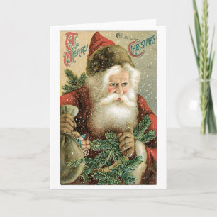Old-fashioned Christmas, Santa Holiday Card