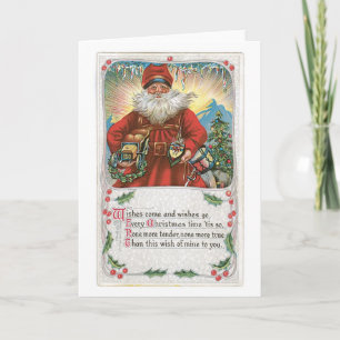 Old-fashioned Christmas, Santa Holiday Card
