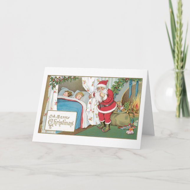 Old-fashioned Christmas, Santa Holiday Card (Front)