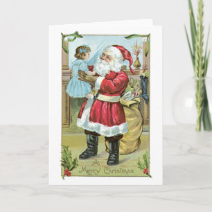 Old-fashioned Christmas, Santa Holiday Card